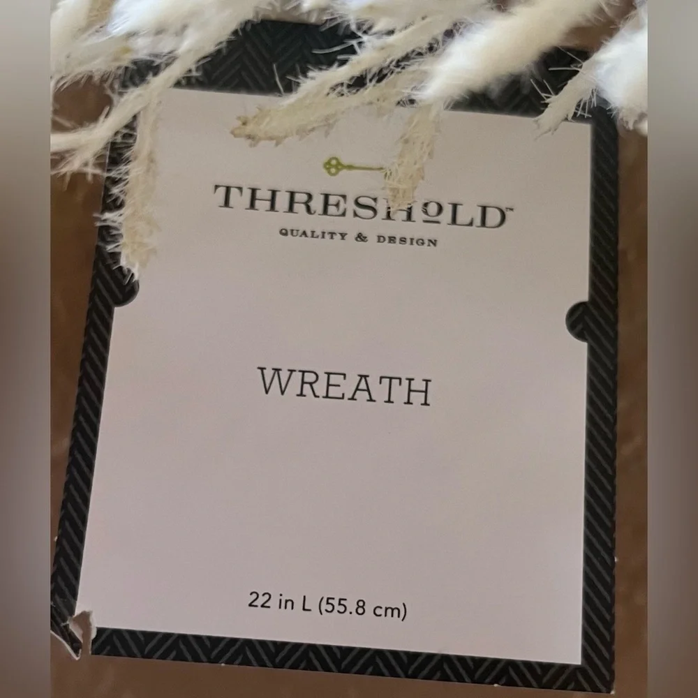 NWT threshold ring faux pampas grass wreath 22”